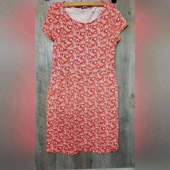 Boden Pheobe Jersey Dress Orange Sunset Jungle Bloom Size 8P Women's - Picture 5 of 13